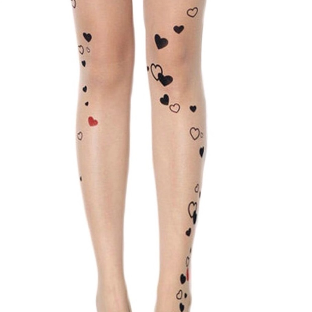 Heart pattern tattoo tights - Picture 2 of 2